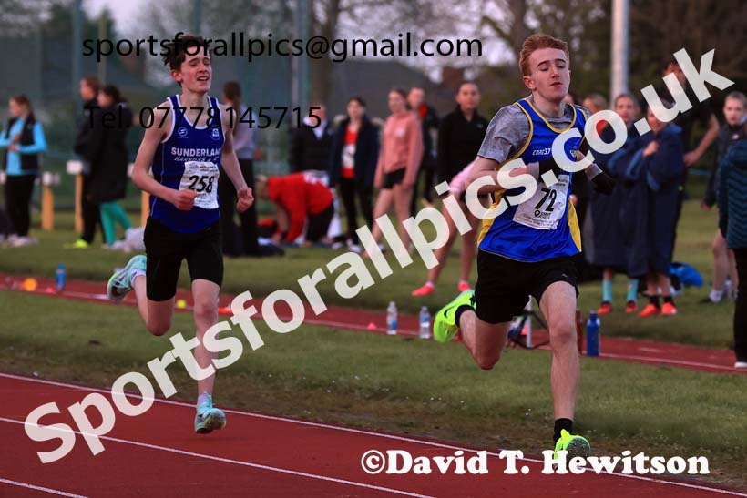1500 metres, 2024 NEGP 1, Monkton Stadium, Jarrow. Photo: David T. Hewitson/Sports for All Pics